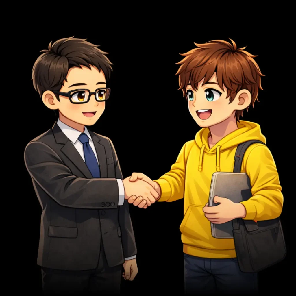 illustration of web developer discussing project details with a client