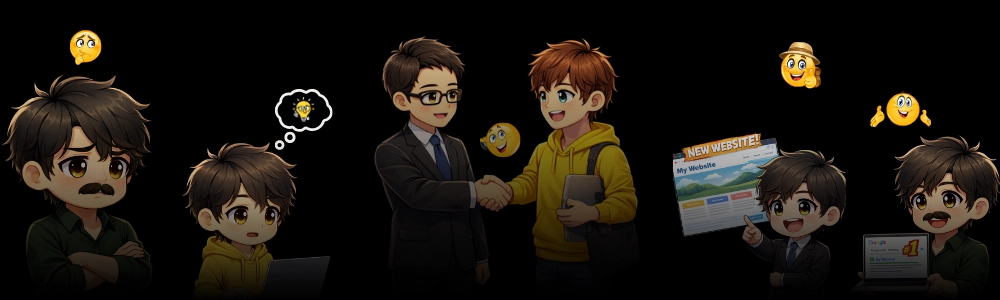 Freelance digital marketing services workflow from concept to website launch and client success