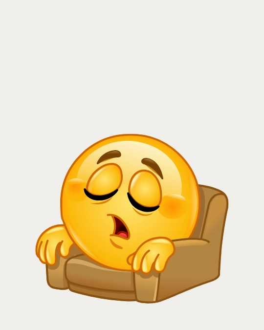 sleepy emoji sitting on a chair showing low business activity without digital marketing
