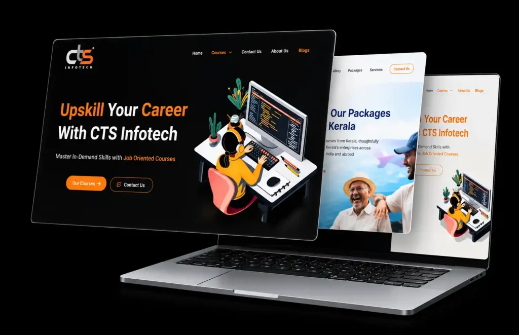 Web development services showing in a laptop